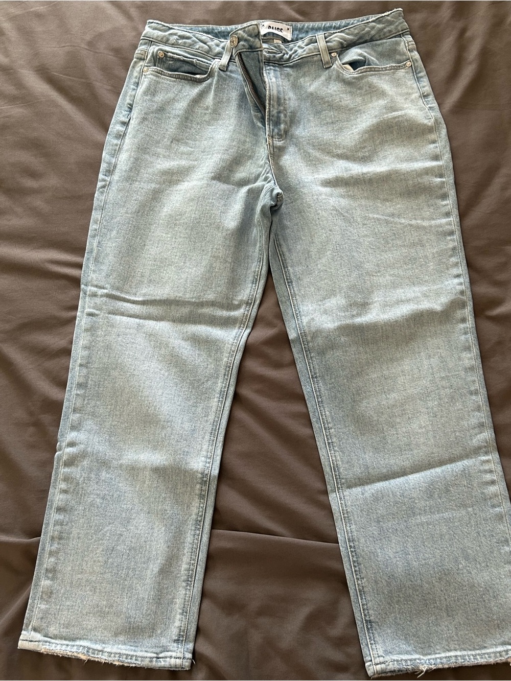 PAIGE Light Wash Cropped Straight Jeans